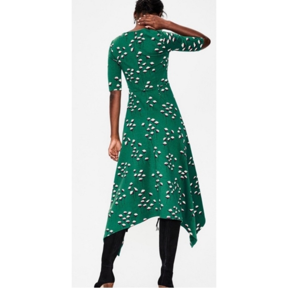 BODEN Leonie Ponte MIDI Dress in Forest Green - Picture 2 of 12